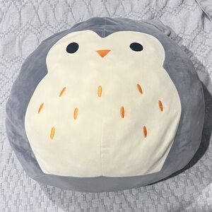 Large Squishmallow Gray and Cream Owl Plush Pillow